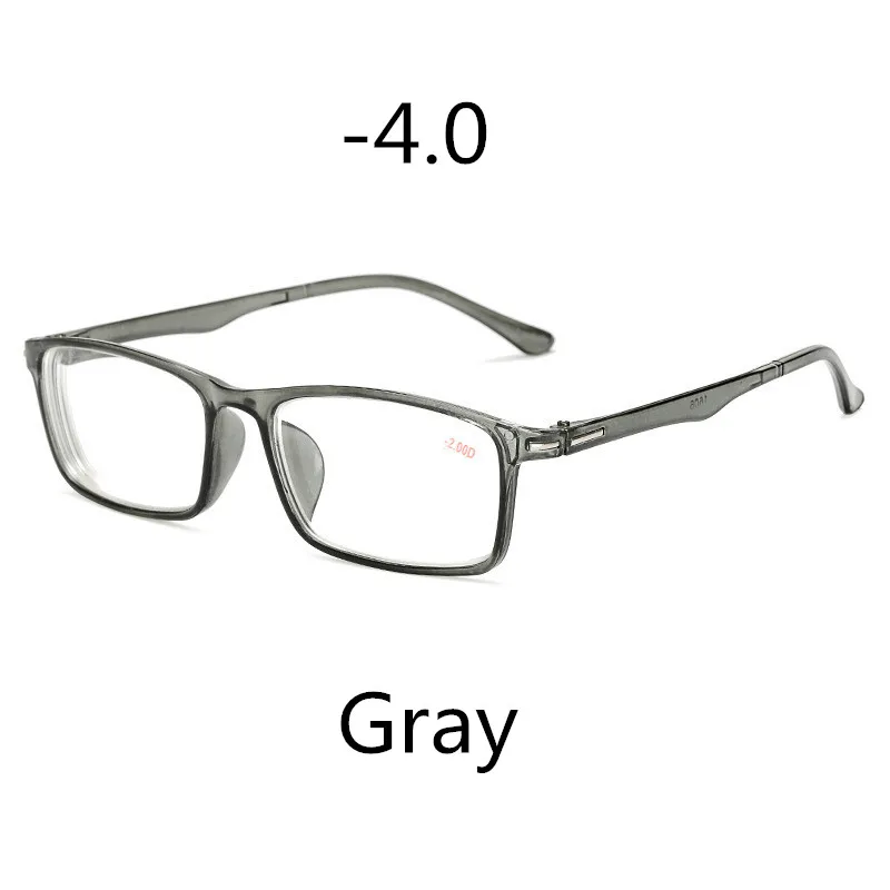 Gray-400 Elbru ультра-светильник, анти-синий светильник TR90, маленькая оправа, студенческие очки для близорукости, женские и мужские квадратные оправы, близорукие очки - Цвет оправы: Gray-400