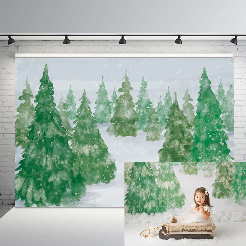 

Photo Studio Background Winter Wonderland White Snow Trees Forest Outdoor Photography Backdrops Christmas Photocall Backdrop