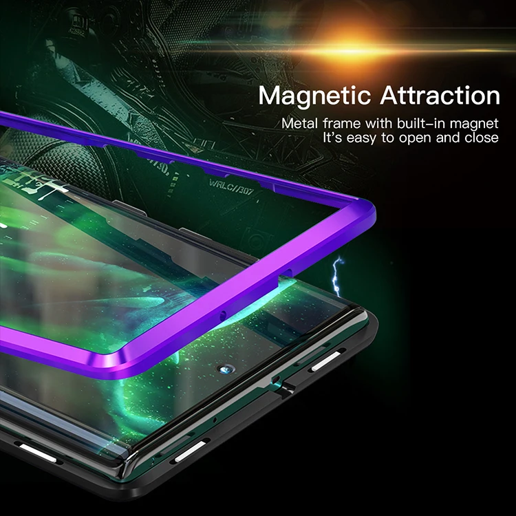 Металлический магнитный чехол для samsung Galaxy Note 10 Plus, чехол для телефона, армированный магнит с задней стеклянной защитой, чехол для Galaxy Note 10