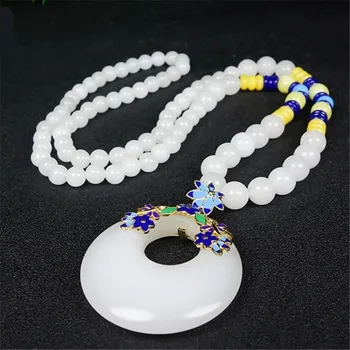 

Xinjiang Hetian Golden Silk Jade Pin Buckle Sweater Chain Pendant Necklace Quartzite Pendant Women