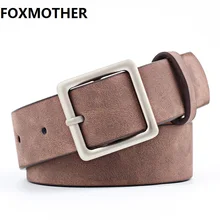 FOXMOTHER Vintage Brown Black White PU Leather Belt Alloy Pin Buckle Waist Belts For Women Ladies