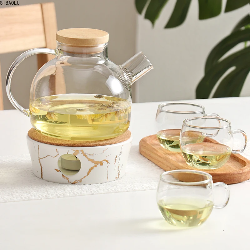 

Teapot Cup Set Household Glass Coffee Fruits Tea Bicchiere Concise Health Heat Resistant 100% Handmade Exquisite Wine Glasses
