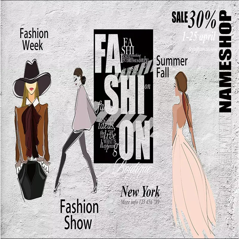 Fashion Toko Pakaian Industri Dekorasi Latar Belakang Abu Abu Lukisan Dinding Wallpaper 3d Toko Pakaian Wanita Promosi Kertas Dinding 3d Wallpaper Aliexpress