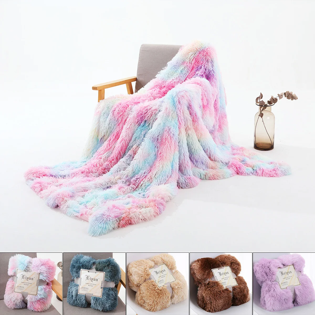 Details about   Tie Dye Shaggy Baby Blanket Ombre Fluffy Warm Unicorn Velvet Rug Bedding Cover 