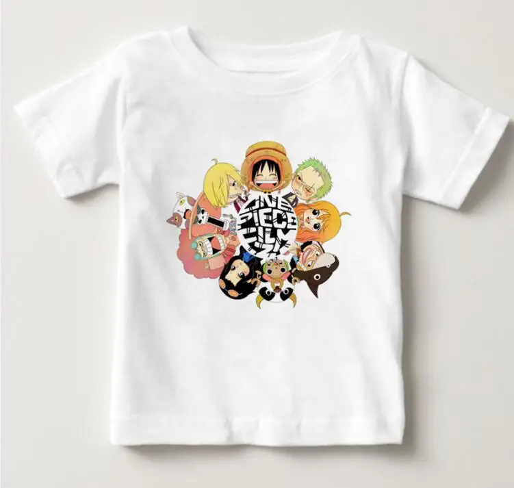 White childreT-shirt Цельнокроеная футболка с Луффи детская футболка из хлопка с короткими рукавами и круглым вырезом Детская футболка футболка для маленьких мальчиков и девочек - Цвет: White childreT-shirt