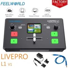 Feelworld Live Streaming Switcher Livepro L1 V1 Video Mixer Hdmi Multi-format Studio Record Preview Mode Voor Dslr Camera youtube