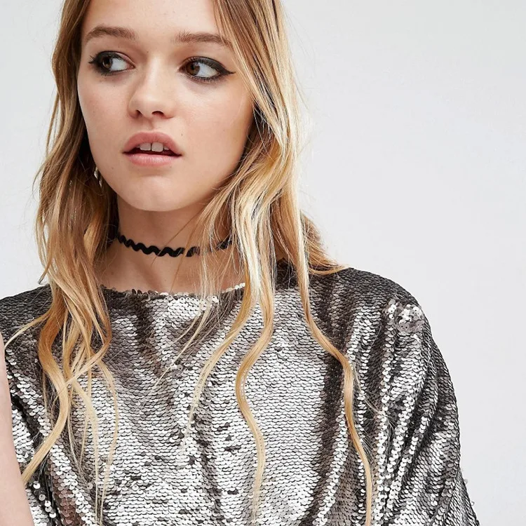 

xin Europe and the United States jewelry fashion street snap minimalist tailored collar short wave flannelette necklace