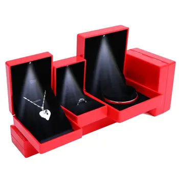 

LED Lighted Ring Necklace Storage Boxes Engagement Wedding Gift Case Pendant Box N1HE