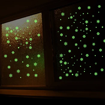 

Luminous Glow in the Dark Snowflake Window Stickers Removable Fluorescent Snow Wall Decal Christmas Xmas Background Decoration
