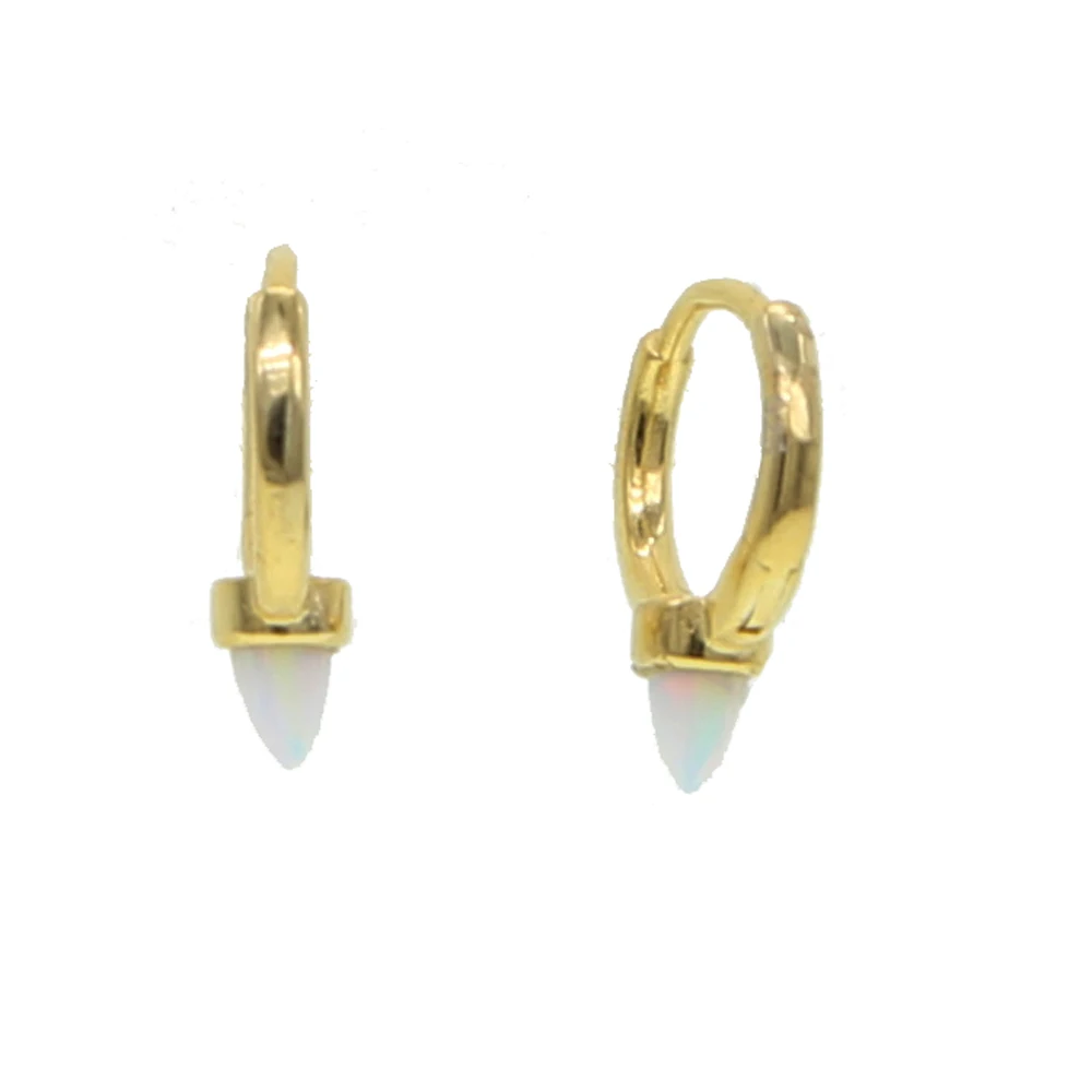 opal Настоящее серебро 925 пробы, бирюза, белый опал, мощеные серьги, ювелирные изделия, заполненные золотом, мини-серьги-кольца - Metal Color: opal