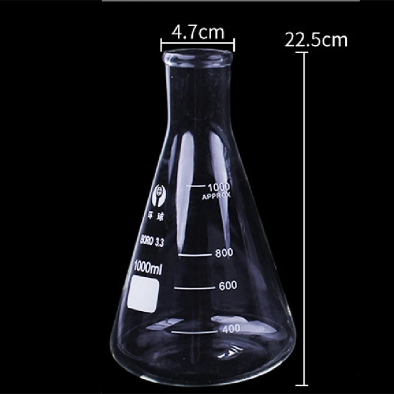 Колба из боросиликатного стекла Erlenmeyer коническая треугольная колба с узким