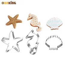 OBRKING 3 шт./компл. морское существо для нарезки печенья в виде Нержавеющая сталь форма для выпечки в виде ракушки Starfish Hippocampus/форма-резак для украшения торта инструмент