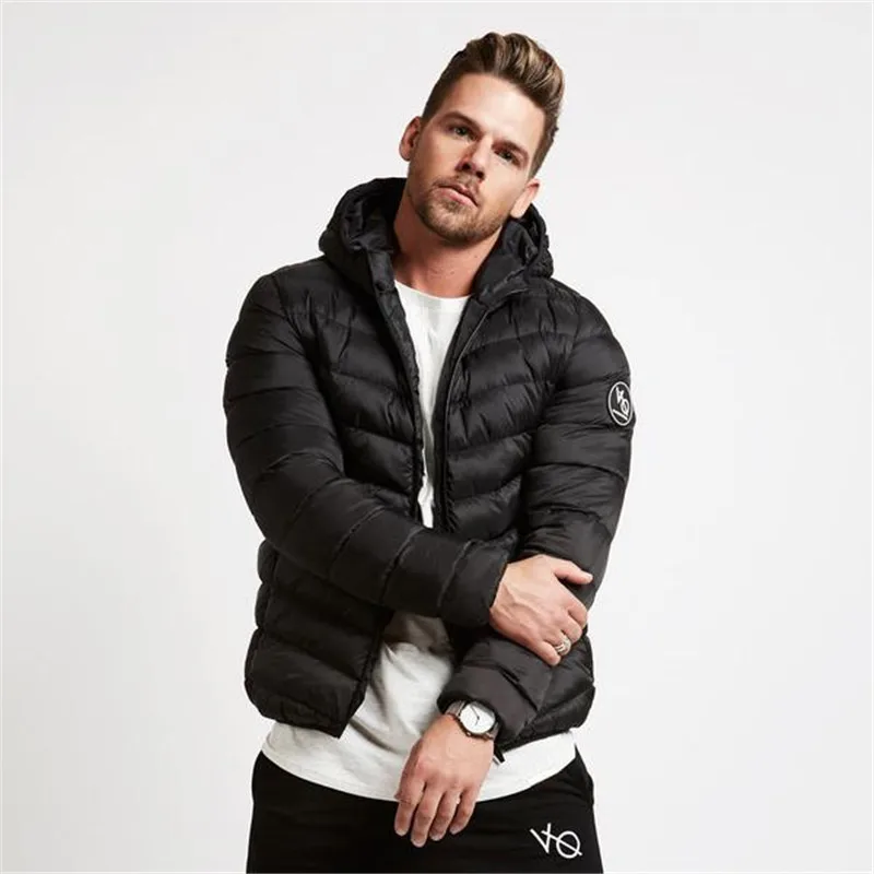 ZUSIGEL Повседневная Свободная однотонная мужская зимняя куртка, парка на молнии с капюшоном, молодежная теплая парка, мужские пальто, облегающая спортивная куртка для спортзала, пуховая куртка, пальто