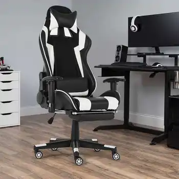 

WCG Office Racing Gamer Chairs Ergonomic Computer Gaming Chairs Home Office Adjustable Lifting Swivel Armchair with Footrest