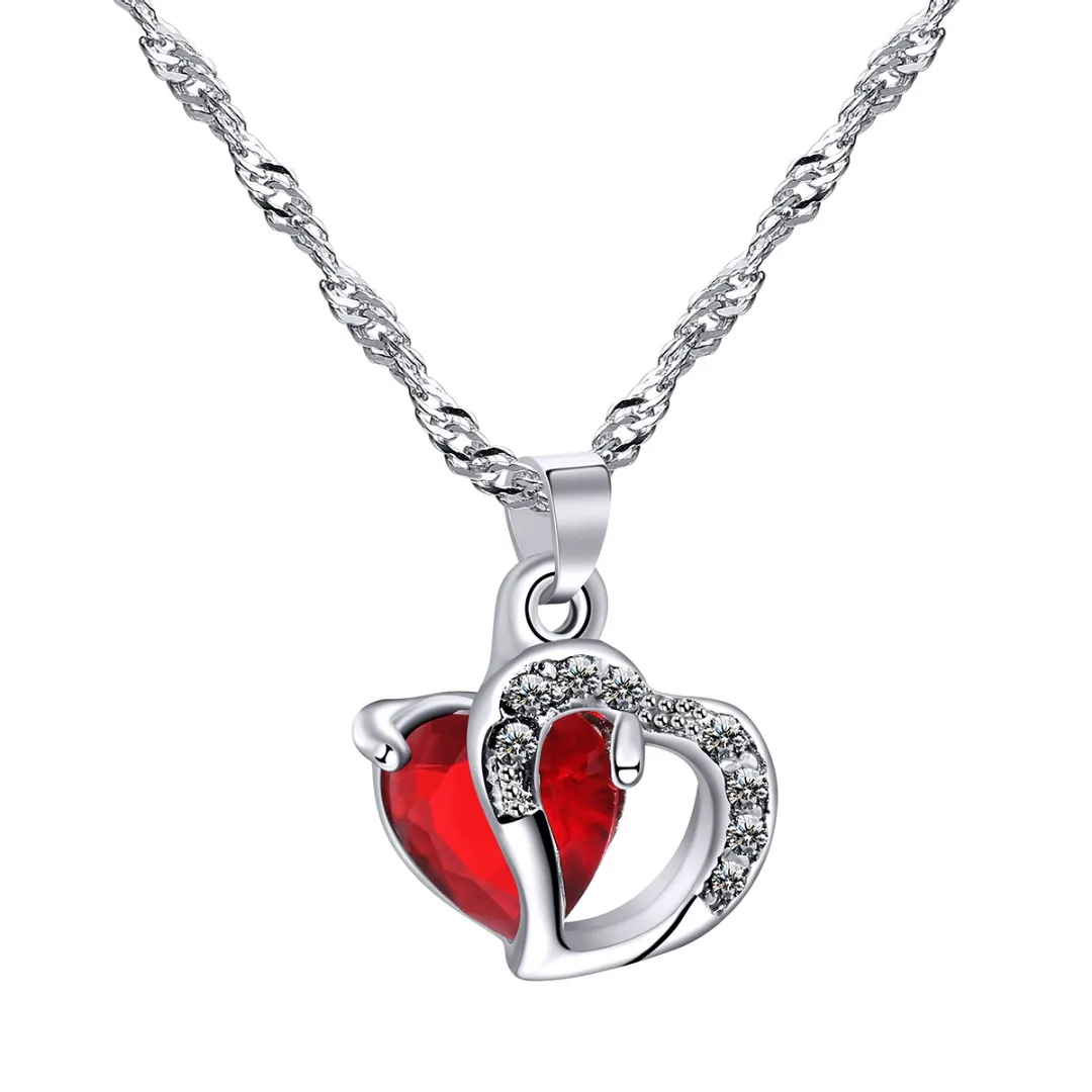 1Pc Vinatge  Heart Love Necklaces & Pendants Shellhard Womens Elegant Rhinestone Long Chain Necklace For Women  Jewelry 7Colors