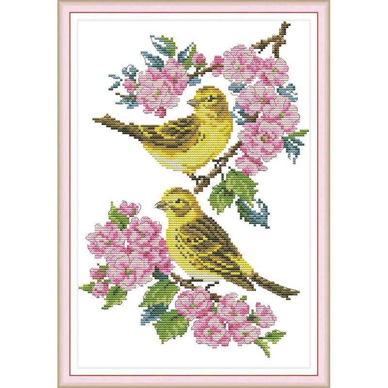Everlasting love Birds on the flowers китайские наборы для вышивки крестом экологический хлопок с печатью DIY подарок рождественские украшения