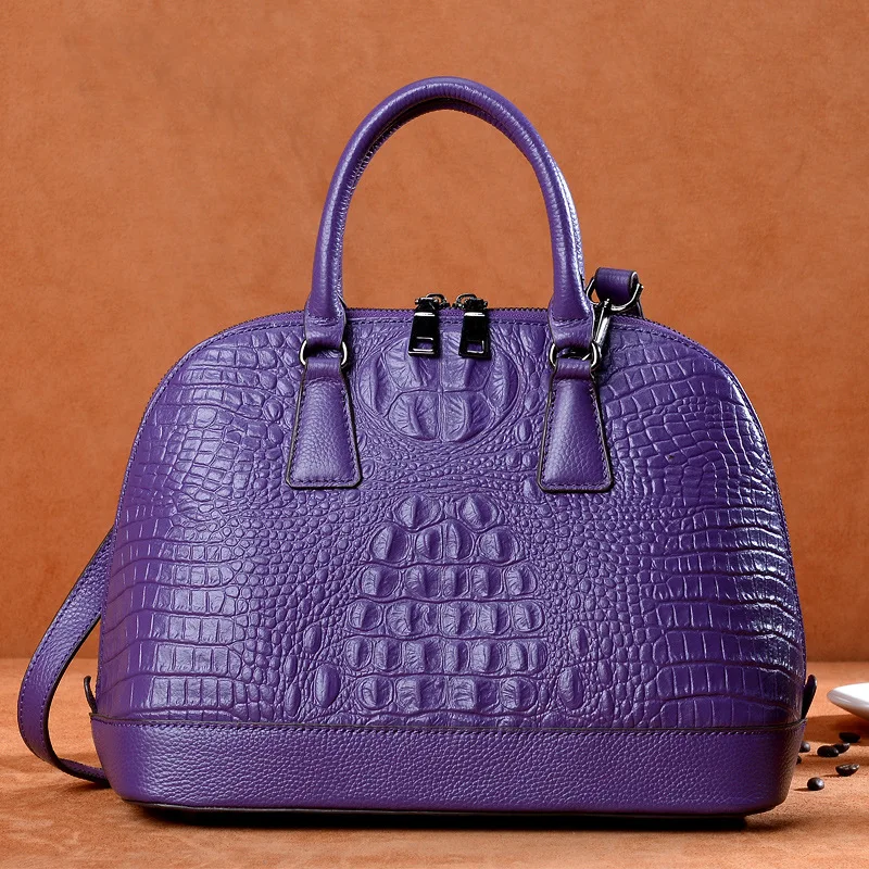 

W WOMEN'S Leather Bags 2018 New Style Crocodile Pattern Shell Bag Cowhide Leather Single-shoulder Bag Embossed Women's Handbag B