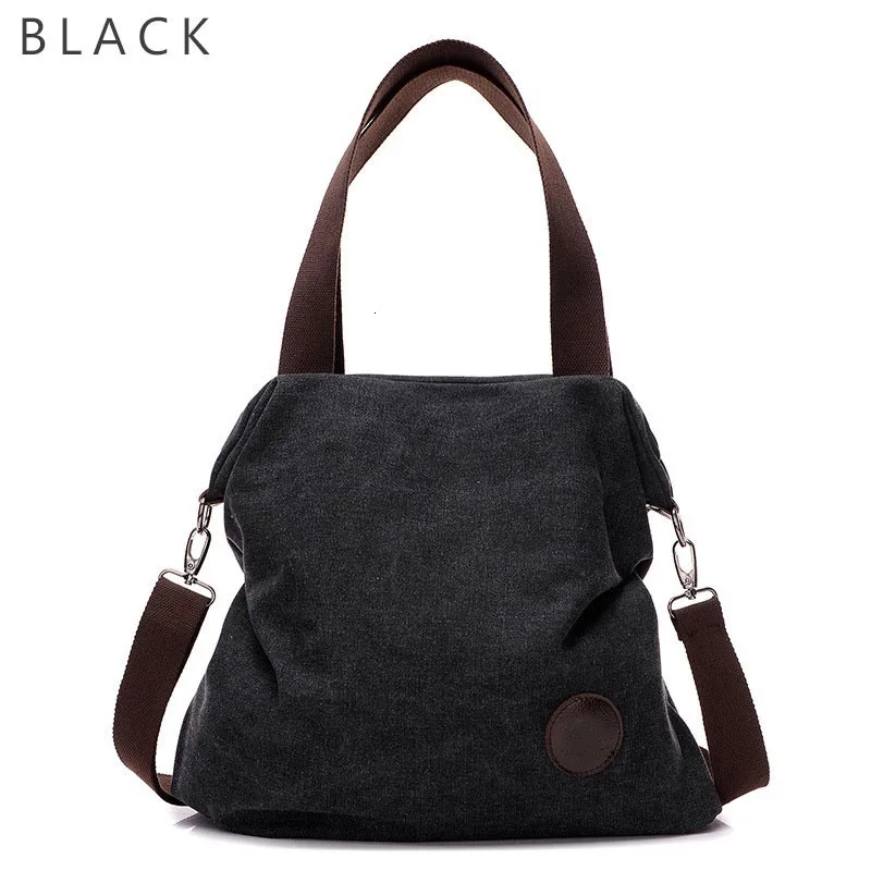 Kvky бренд большой карман Повседневная сумка женская сумка через плечо сумки холщовые кожаные вместительные сумки для женщин - Цвет: Blacksmall