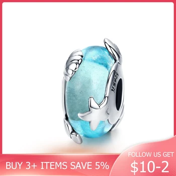 

CodeMonkey Light Blue Murano Glass Beads for Women Jewelry Making Sterling Silver Starfish Charm fit Charm Bracelet C1257