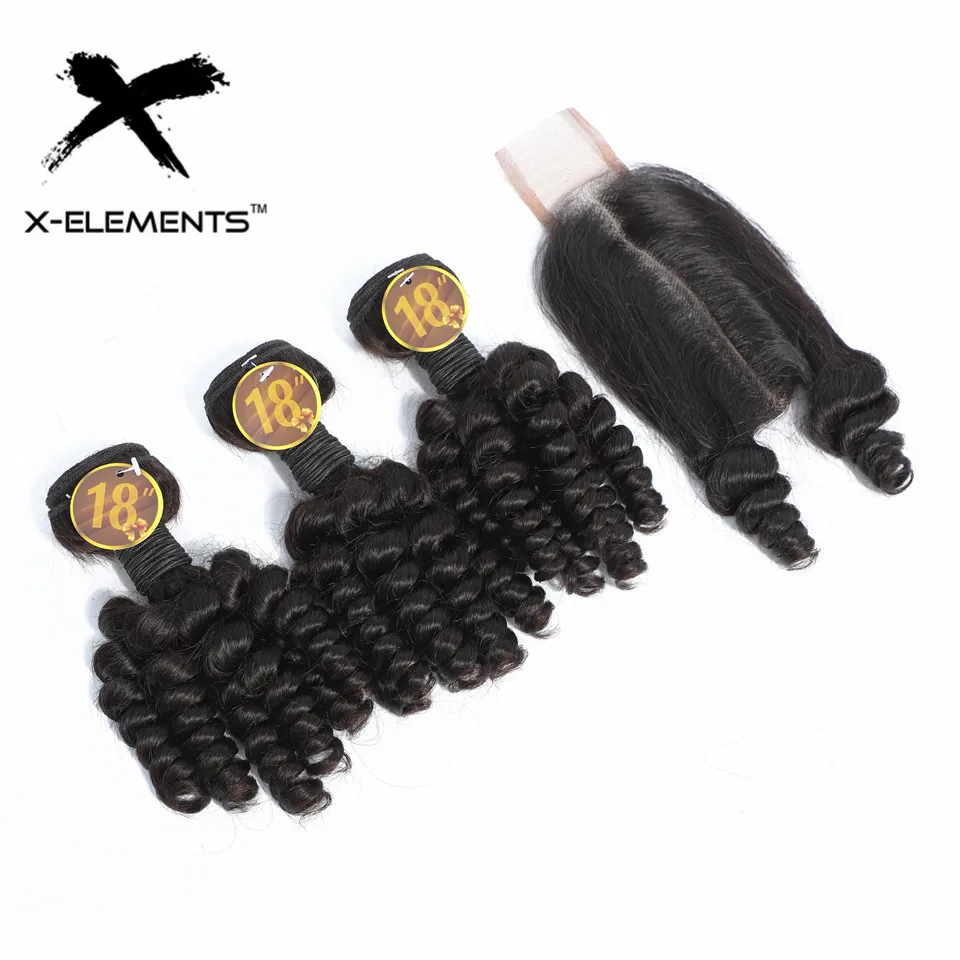 

Funmi Hair Double Drawn Hairstyle Spring Curly Bouncy Curl Human Hair Bundles With Closure For Women Remy Hair Extension 14"-24"