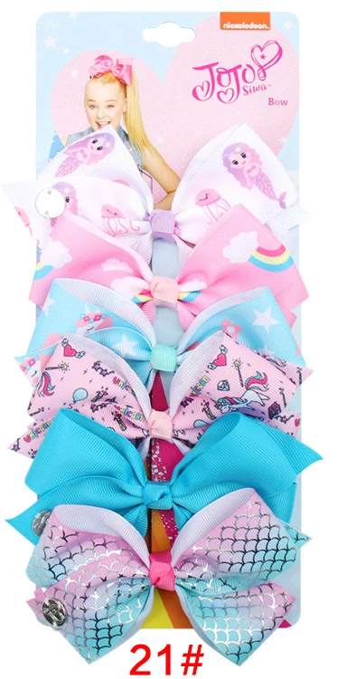 Hair Bows 21 6 шт./лот, 5 дюймов, бант зажим для волос, рождественские банты для волос для детей, девочек, ручная работа, шпилька-бант, заколка, детские аксессуары для волос - Цвет: Hair Bows 21