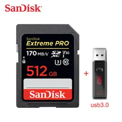 SANDISK Экстремальный PRO высокая скорость чтения 170 МБ/с./с Скорость записи 90 МБ/с./с SDHC/SDXC UHS-I карты памяти захват 4K Ultra HD 512 ГБ