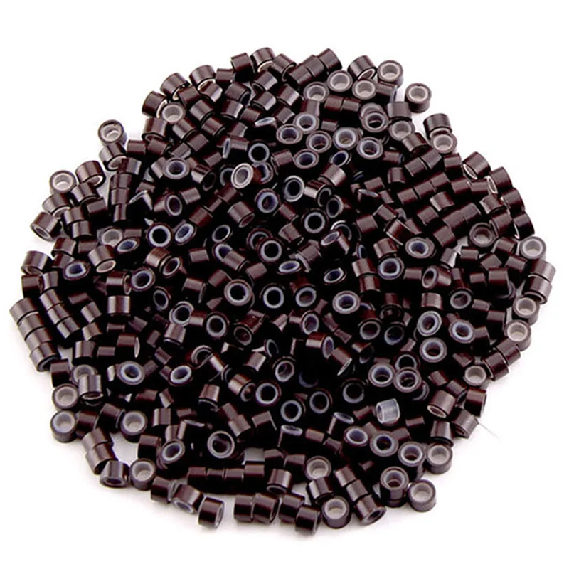 1000pcs/pack 5*3*3mm Aluminum Silicone Bead Tubes Hair Extension Micro Rings Loops Soft Hair Rings Hairstyle Accessories