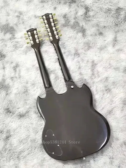 【希少】12弦×6弦 ダブルネック エレキギター ブラック ハードケース付き 6弦エレキギター,12弦,ダブルネック,zackリング,ブラックパーツ
