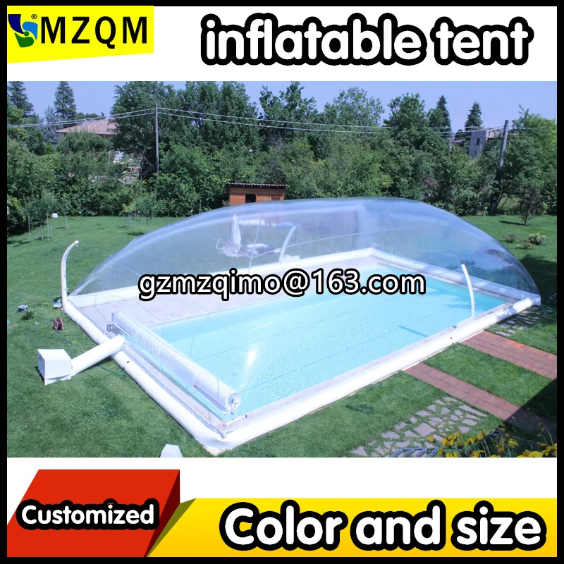 MZQM 12x6x3 м надувной бассейн купольная палатка, прозрачный бассейн с надувным покрытием палатка