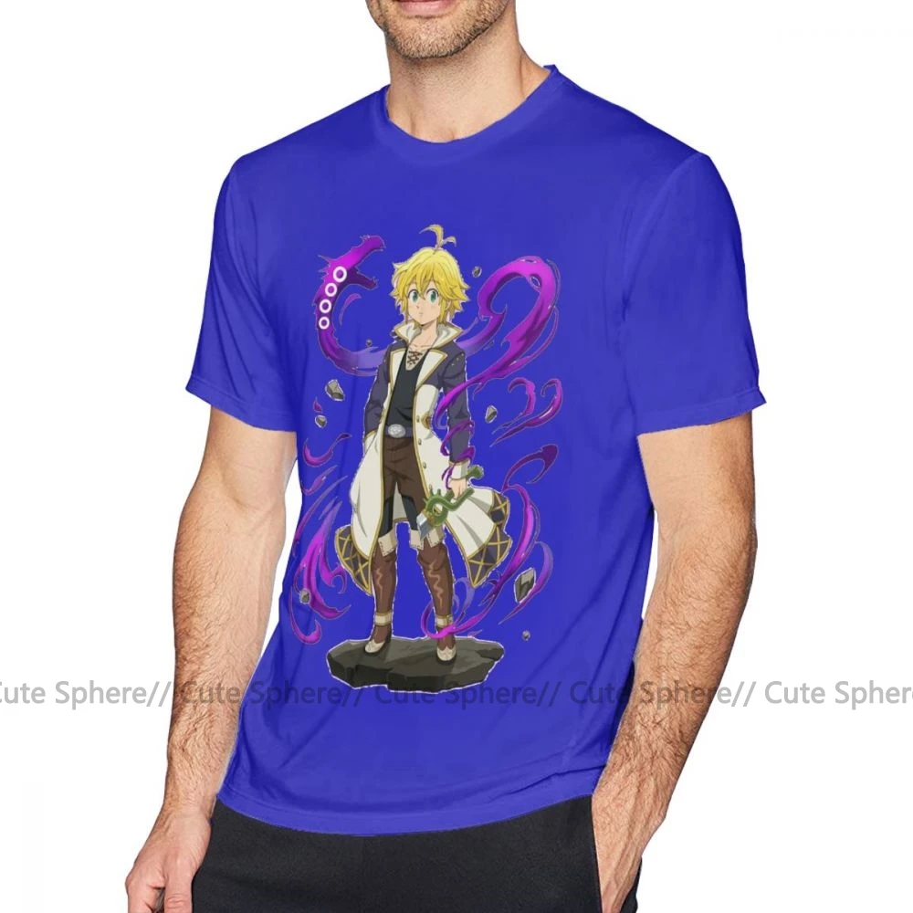 Meliodas, футболка, Seven Deadly Sins, Meliodas, Модная хлопковая футболка, мужская, потрясающая, ХХХ, с коротким рукавом, графическая футболка - Цвет: Blue