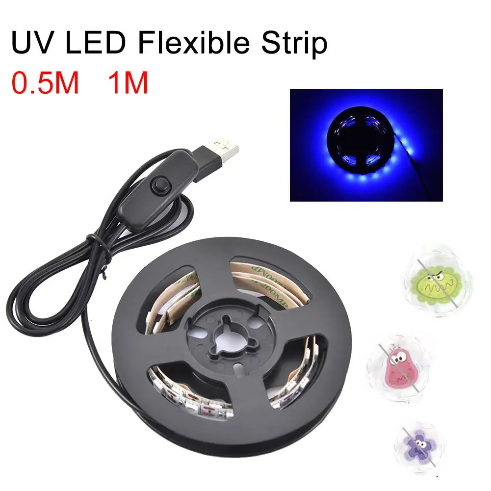 

0.5M/1M USB Rechargeable LED Ultraviolet Mite Removal LampPure Physical Disinfection Light Strip For Cabinet Household Lighting