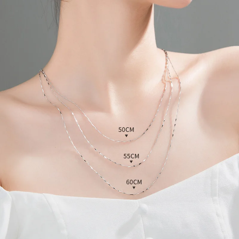 50cm 55cm 60cm Female Necklace For Women On Neck Silver 925 Chain
