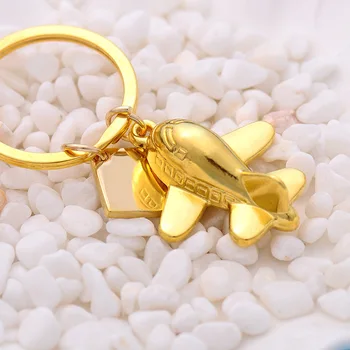 

10Pc Gold Color Aviation Airplane Keychain Men Women Car Bag Keyring Holder Aircraft Model Traveler Gift High Quality Wholesale