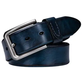 

Retro Belt for Men Silver Pin Buckle Belt Cowhide Belt Genuine Leather Belt Single Prong Buckle Belt for Jeans Barry.Wang