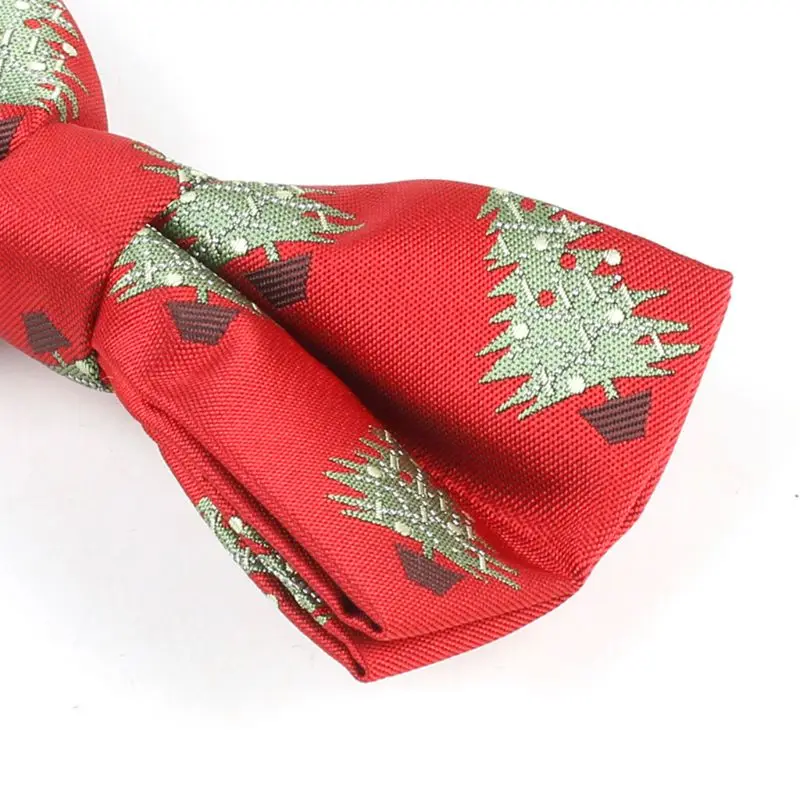 Мужские классические рождественские шелковистые цветные галстуки-бабочки с рождественской елкой, оленем, Санта-Клаусом, предварительно