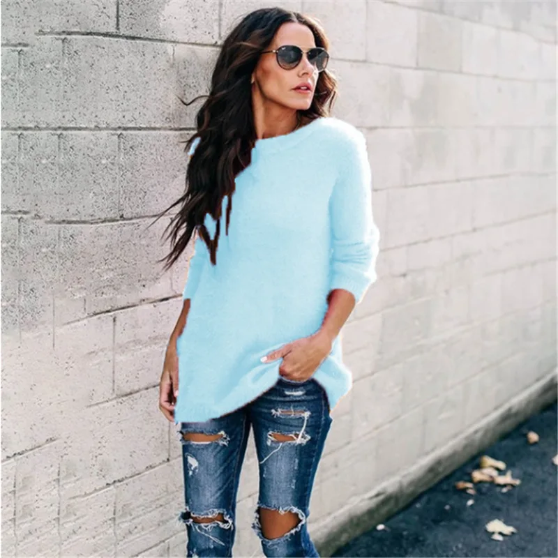 

Autumn Winter Knitted Sweaters Women Fashion Solid Candy Color Women's Pullovers Truien Dames