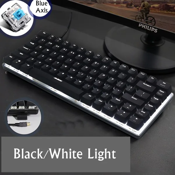 Ajazz AK33 82 клавишная панель из сплава USB Проводная Подсветка Механическая игровая клавиатура синяя/черная ось со съемным кабелем - Цвет: Option 13