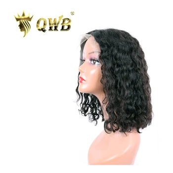 

QWB Free Shipping 13x5 Water Wave Lace Front Bob Wig 100% Human Hair Light Brown 8~12 Inch