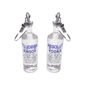 

Vodka Bottle Drop Earrings Handmade Creative Cool Style Cartoon Transparent Bottle Dangle Earrings For Women Girl