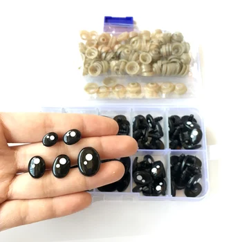 100pcs/box OVAL doll eyes Cartoon Safety eyes nose dolls toys Sole For Teddy Bear Stuffed Toys Snap Animal Puppet Dolls Craft 1