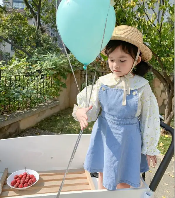 Новое платье-майка для девочек модные весенние джинсовые платья для девочек От 1 до 6 лет, PP997