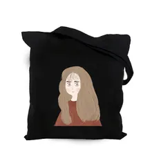 Оригинальная Складная рекламная милая сумка, настраиваемая Эко хлопок парусина, сумка-тоут, kawaii girl, сумка на плечо, женская большая сумка для покупок