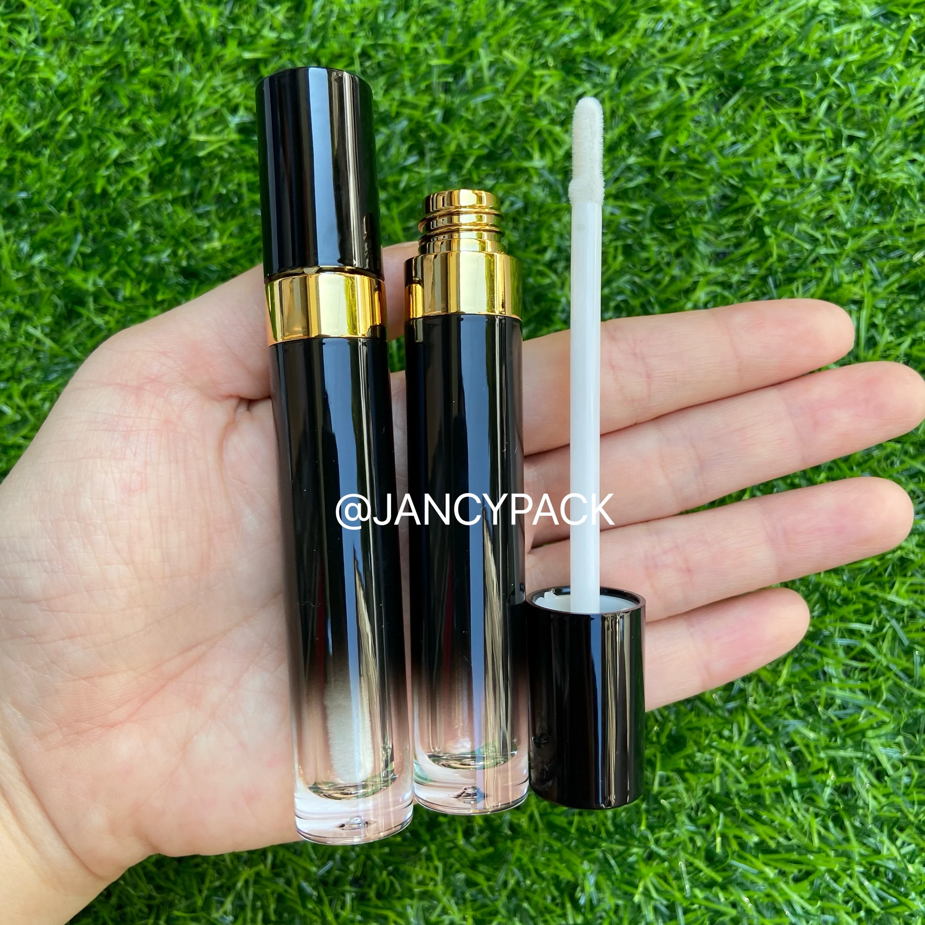 Wholesale 5ml luxury Black gold Round Lip Gloss Container Custom Lip Gloss  Tubes with wands empty lip tint tubes - AliExpress