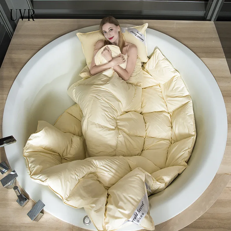 

UVR 100% White Goose Down Filling 3D Bread Duvet/Quilt/Comfortable Bedding Winter Luxury Blanket 100% Quilt Cover Quilt Core