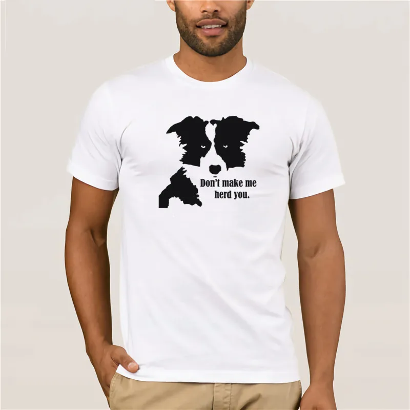 white Fashion Creative Graphic T shirt Border Collie Art Men's T Shirts - Цвет: white