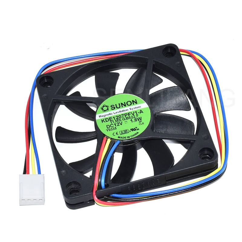 Оригинальный KDE1207PFV1-A компьютер вентилятор осевой DC 12V 1 8 W 70x70x10 мм 4 провода