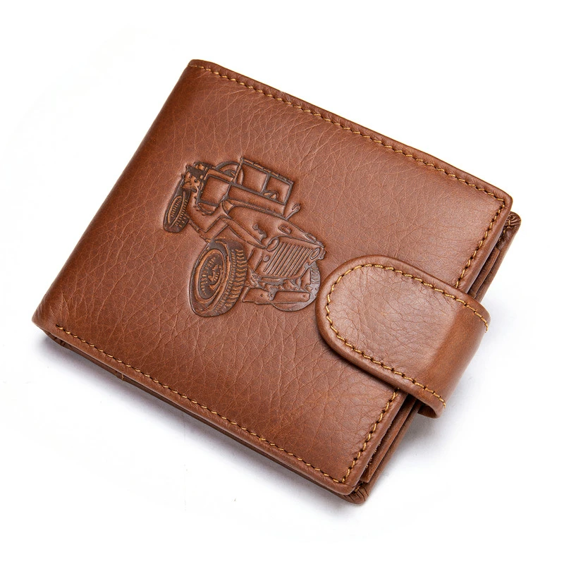 

Car Embossing 100% Leather Rfid Wallet Men Coin Purse Short Wallet Male Card Holder PORTFOLIO Portomonee Male Walet