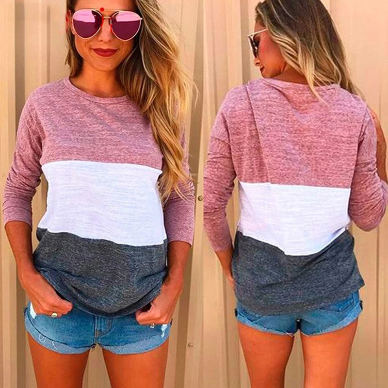 Women Sweatshirt hoodies women hoodie stripes Patchwork Pullovers outfit tops Spring Autumn sweatshirts women's hoodies woman