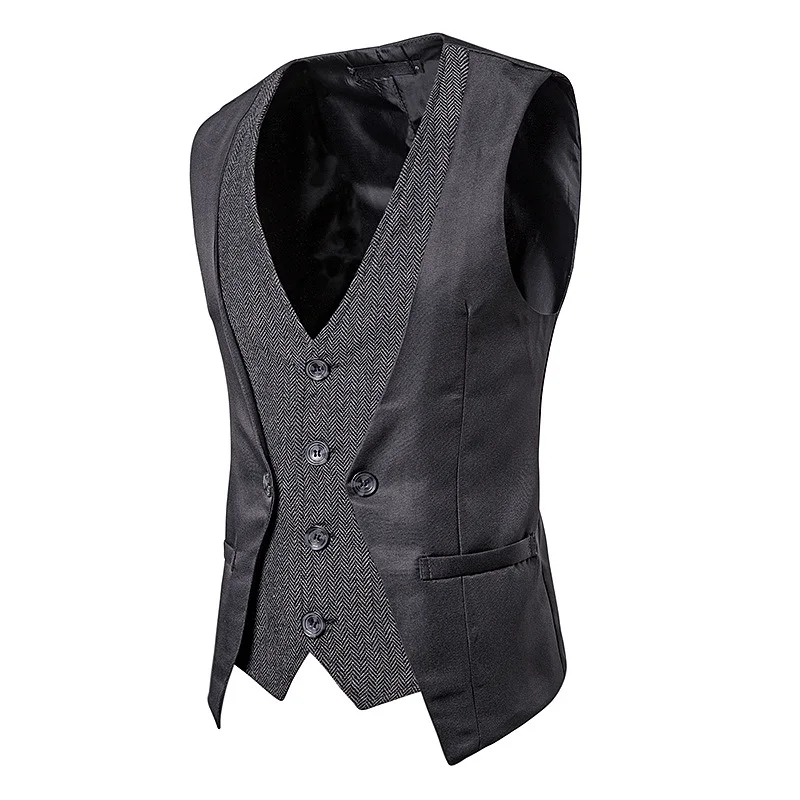 Модные поддельные два desgin жилеты для мужчин подходит slim fit мужской двубортный жилет мужские свадебные жилеты