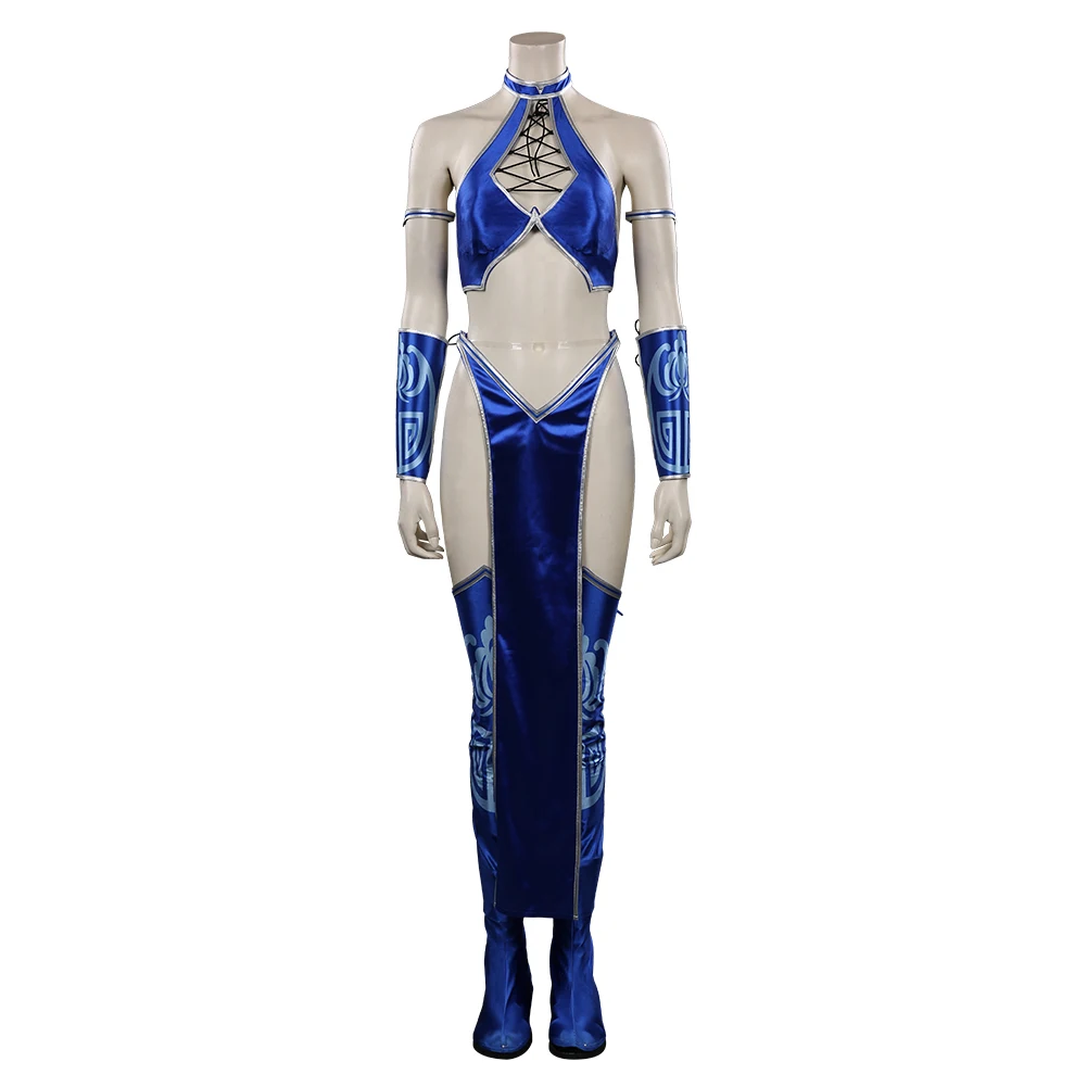 Fato de Cosplay Mortal Kombat feminino, conjunto completo, cor